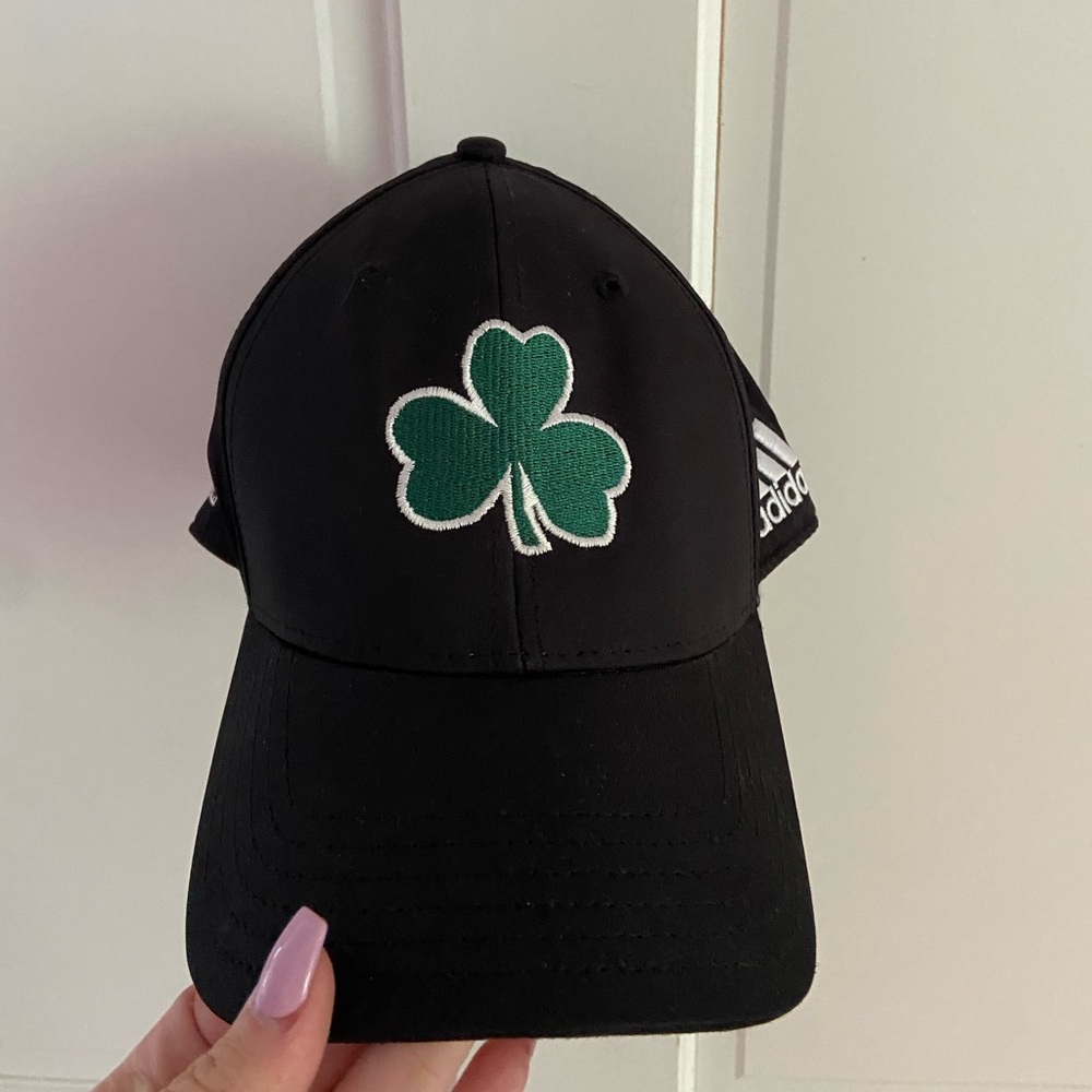 Barely worn Adidas black baseball cap with clover